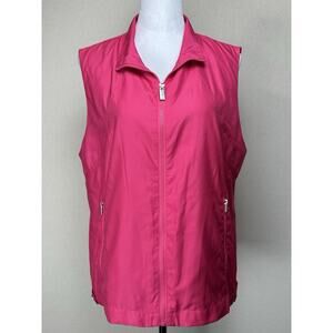 Liz Claiborne Womens Sz XL Pink Solid Sleeveless Zip Up Vest
